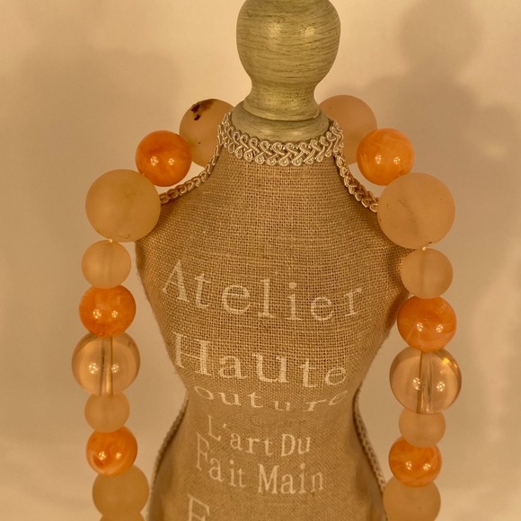 Plastic Round Frosted Beaded Peach Necklace - Picture 13 of 16